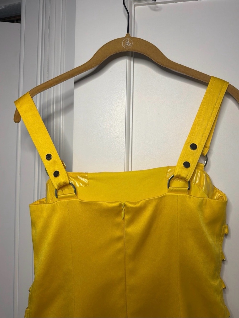 Cache Yellow Lace-Up Sheath Midi Dress - Picture 3 of 6
